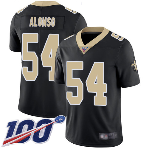 Men New Orleans Saints Limited Black Kiko Alonso Home Jersey NFL Football #54 100th Season Vapor Untouchable Jersey